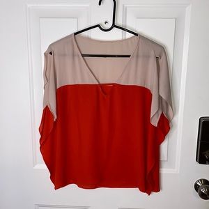 Two tone color block blouse